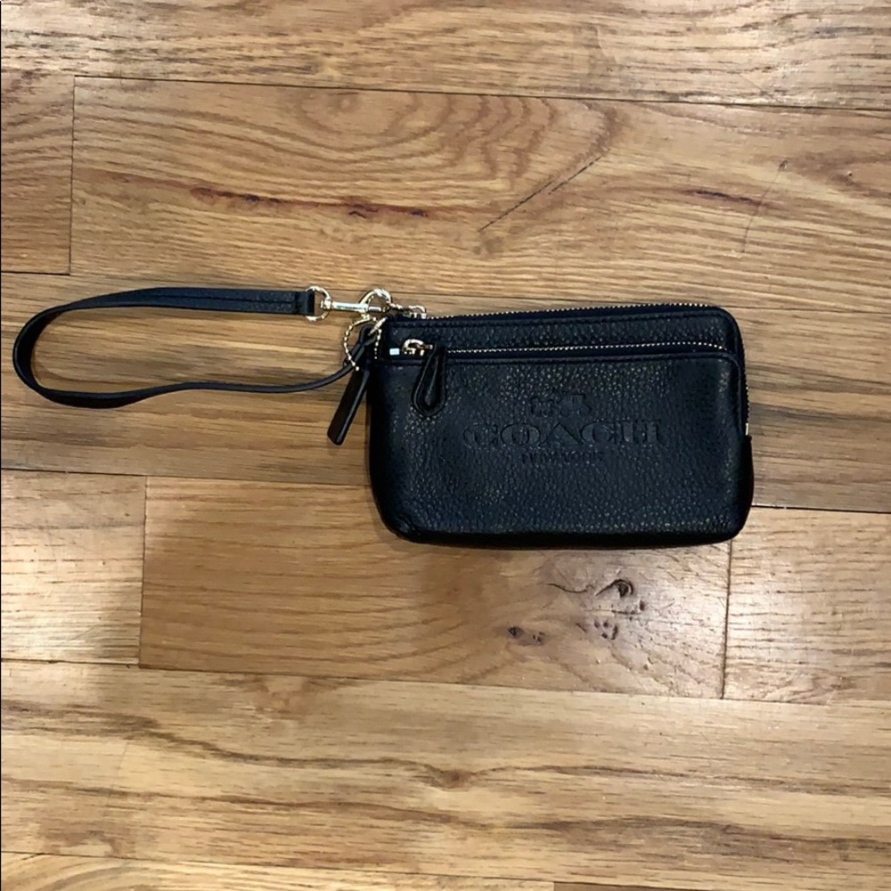 Coach Pebble Leather Double Corner Zip Wristlet